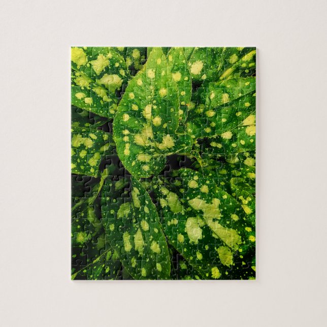 Quebra-cabeça Folhas verdes, com padrão (Vertical)