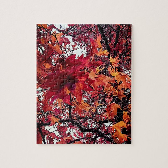 Quebra-cabeça Folhas vermelhas e laranja (Vertical)