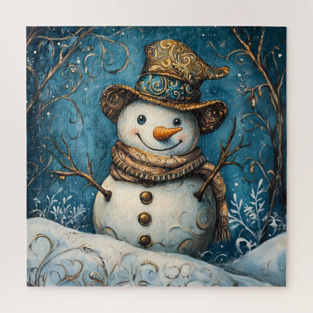 Quebra-cabeça Folk Art Snowman (Vertical)