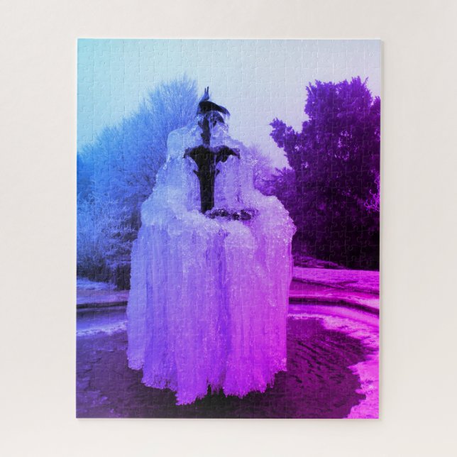 Quebra-cabeça Fonte congelada à noite (Vertical)