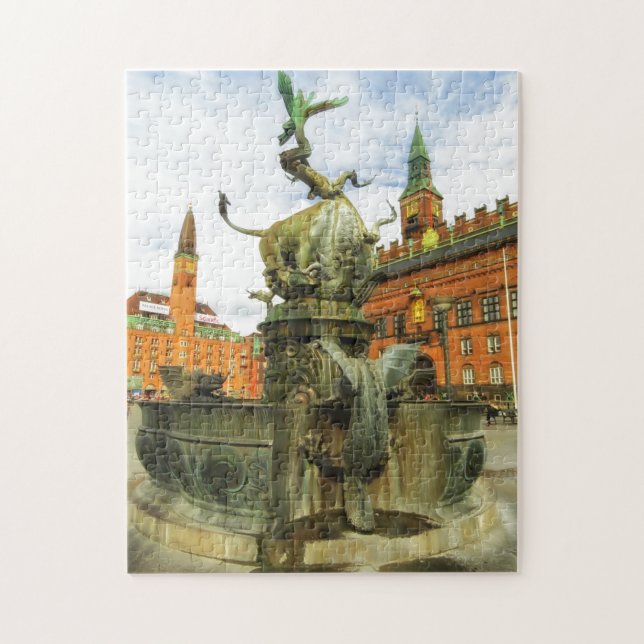 Quebra-cabeça Fonte do dragão em Copenhaga (Vertical)