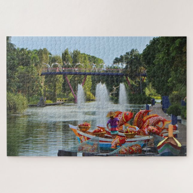 Quebra-cabeça Fontes e ponte de libélula, Singapura (Horizontal)