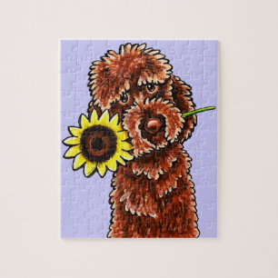 Quebra-cabeça Fora-Trela ensolarada Art™ de Labradoodle do