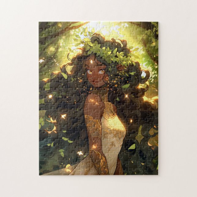 Quebra-cabeça Forest Elf African Black Fantasy Art (Vertical)