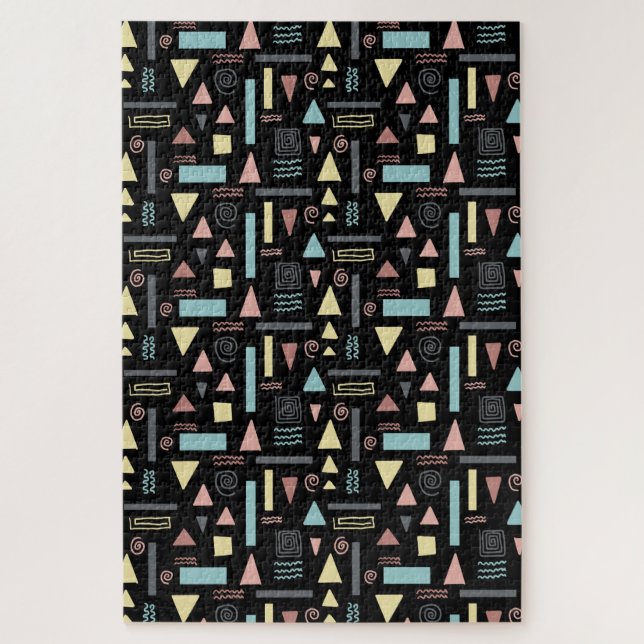 Quebra-cabeça Forma geométrica padrão preto (Vertical)