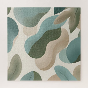 Quebra-cabeça Formas Fluidas Orgânicas Verde Sage Abstratas Mode