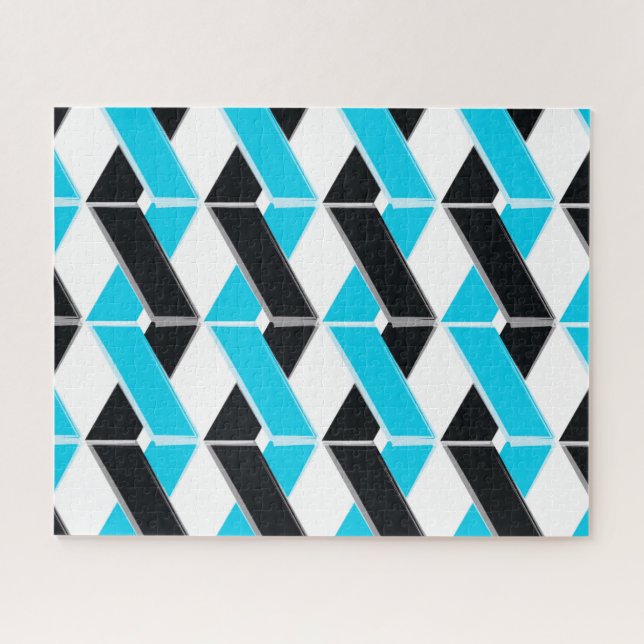 Quebra-cabeça Formas geométricas azuis, arrojadas, legal e tranç (Horizontal)