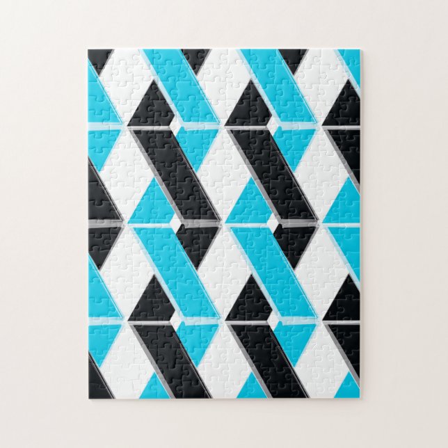 Quebra-cabeça Formas geométricas azuis, arrojadas, legal e tranç (Vertical)