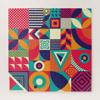 Quebra-cabeça formas geométricas de pop abstrato, padrão sem sol