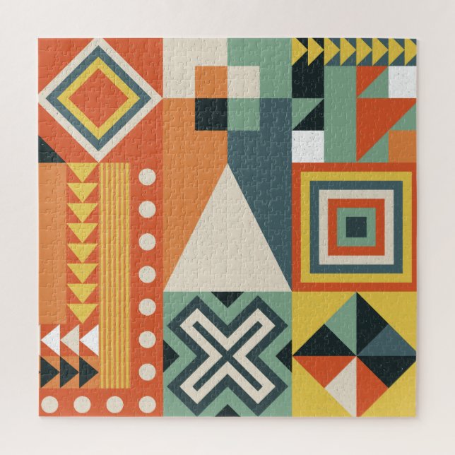 Quebra-cabeça Formas geométricas, fundo simples plano. (Vertical)