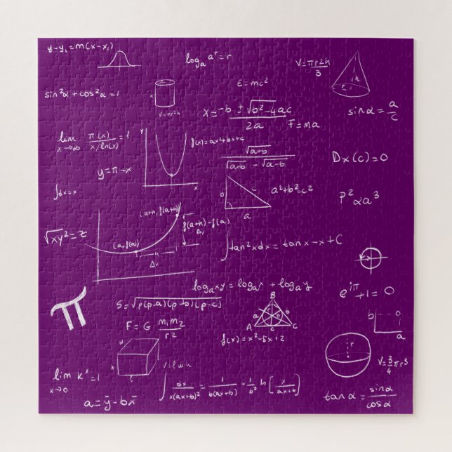Quebra-cabeça Fórmulas e Equações Matemáticas Roxo e Branco (Vertical)