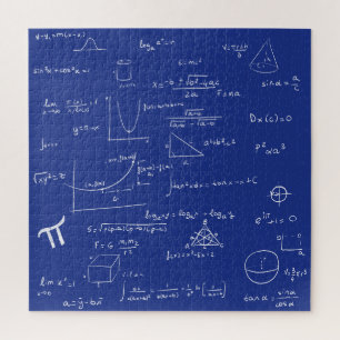 Quebra-cabeça Fórmulas Matemáticas Equações Azul e Branco