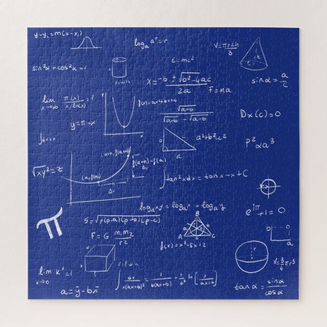 Quebra-cabeça Fórmulas Matemáticas Equações Azul e Branco (Vertical)