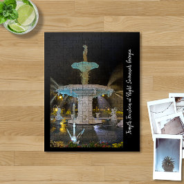 Quebra-cabeça Forsyth Fountain at Night Savannah GA