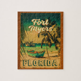 Quebra-cabeça Fort Myers Beach Retro Florida Retro Souvenir 80s