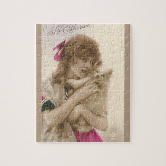 Quebra-cabeça Foto antiga vitoriana e cão (Vertical)