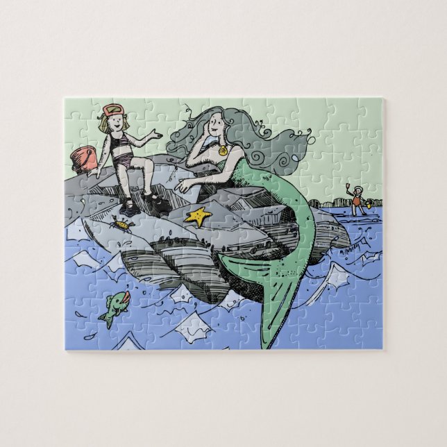 Quebra-cabeça Foto bonitinha da Sereia de Arte Infantil (Horizontal)