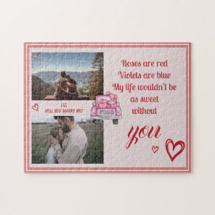 Quebra-cabeça Foto cardíaca XO Proposta de Casamento Poema do na
