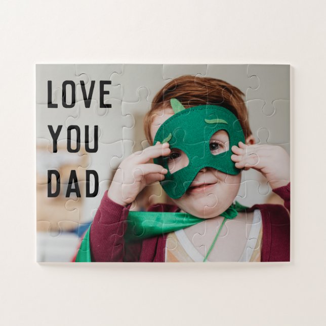 Quebra-cabeça Foto Cute Toddler com nome de criança para Pai (Horizontal)