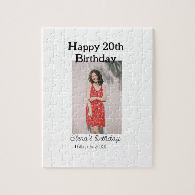 Quebra-cabeça Foto de 20 de aniversário feliz, simples e simples (Vertical)