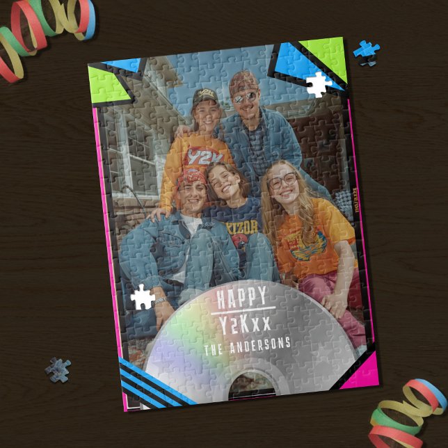 Quebra-cabeça Foto de arte retrô-Pop Y2K Vibe Jigsee Quebra-cabe (Fun and colorful jigsaw puzzle with space for your photo and name)