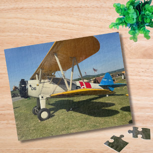 Quebra-cabeça Foto de Avião Antigo Piloto Pai Aniversário Aviaçã