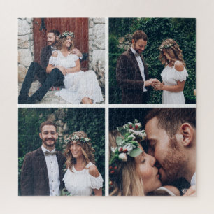 Quebra-cabeça Foto de Casamento de Colagem Quadrada Personalizad