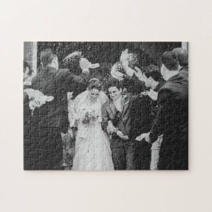 Quebra-cabeça Foto de casamento de recém-casados de parabéns