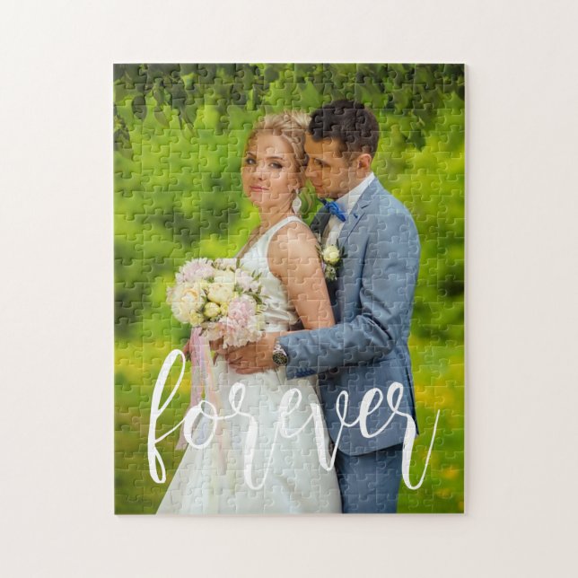 Quebra-cabeça Foto de casamento personalizado para sempre (Vertical)