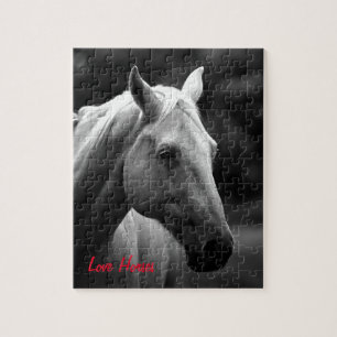 Quebra-cabeça Foto de Cavalo Branco Negro - Animais Adoram Caval
