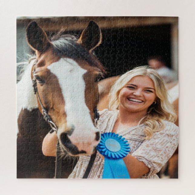 Quebra-cabeça Foto de Cavalo de Exposição de Gado Personalizada (Vertical)