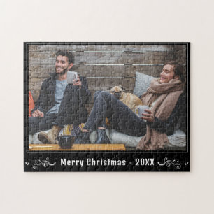 Quebra-cabeça Foto de cheio Feliz Natal com Folhagem