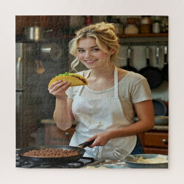 Quebra-cabeça Foto de Comer Tacos Personalizar (Vertical)