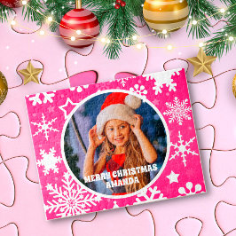 Quebra-cabeça Foto de Crianças Personalizadas de Natal em Flocos