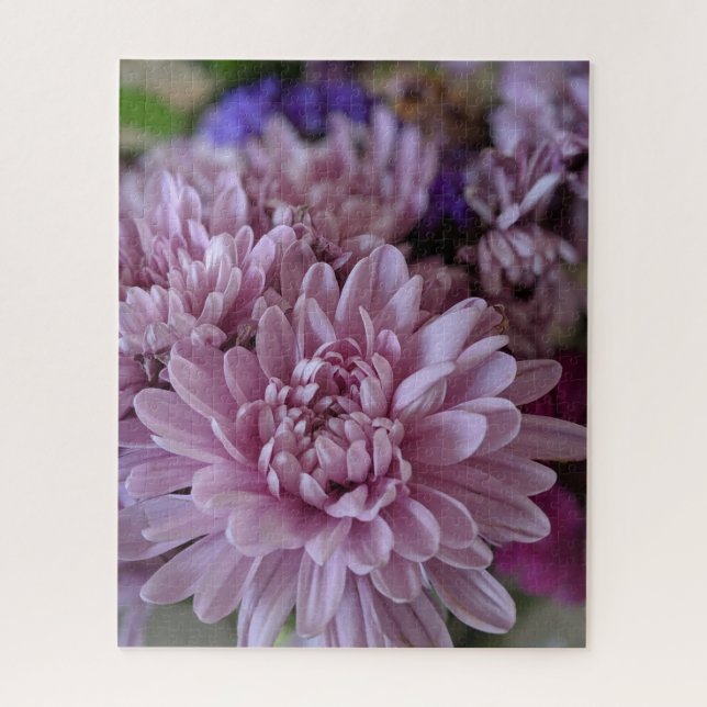 Quebra-cabeça Foto de Flor de Crisântemo Rosa (Vertical)