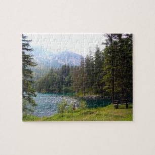Quebra-cabeça Foto de Floresta e Lago Alpinos Cênicos
