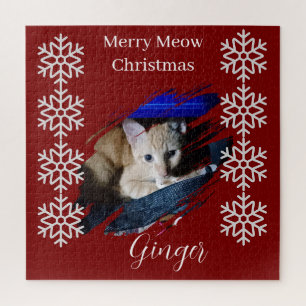 Quebra-cabeça Foto de Gato Laranja Personalizar Texto