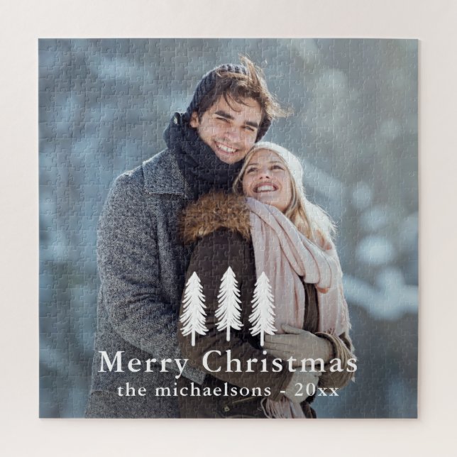 Quebra-cabeça Foto de Natal de Árvores Brancas Russas (Vertical)