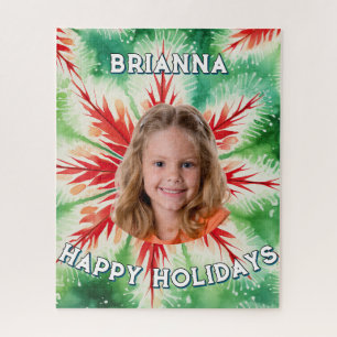Quebra-cabeça Foto de Natal Personalizada com Tinta Dye Vermelha