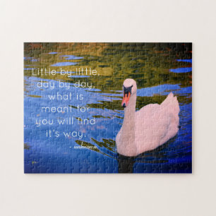 Quebra-cabeça Foto de Swan Branco com Cotação Motivacional