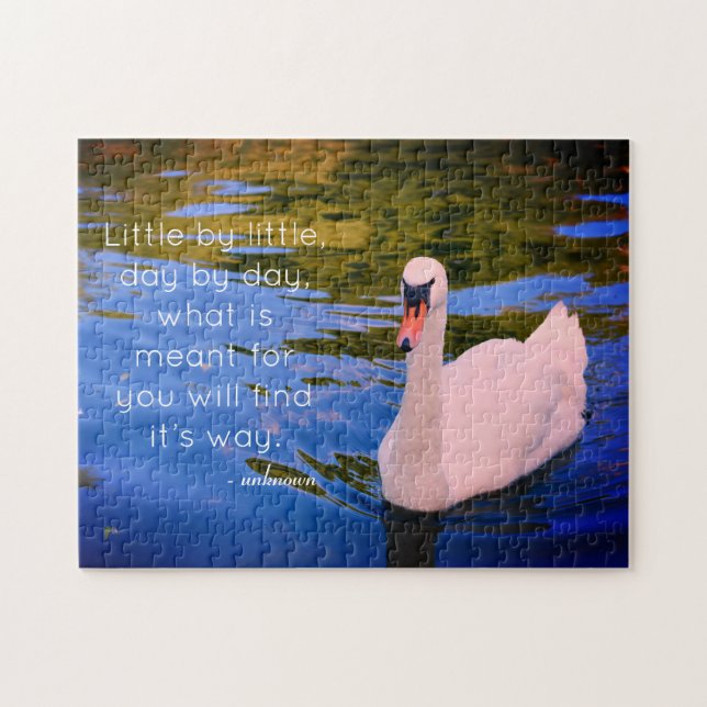 Quebra-cabeça Foto de Swan Branco com Cotação Motivacional (Horizontal)