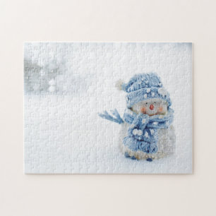 Quebra-cabeça Foto de um bonitão de neve no inverno - Natal