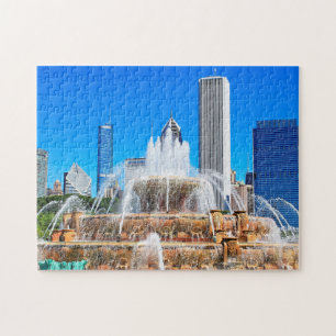 Quebra-cabeça Foto de verão do Chicago Fountain