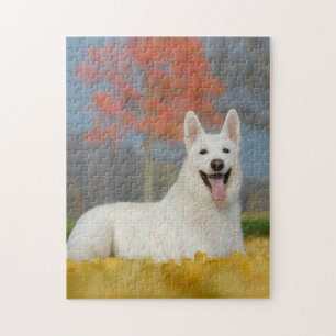 Quebra-cabeça Foto do Cão Branco Suíço - Amigo de Fúria Boni