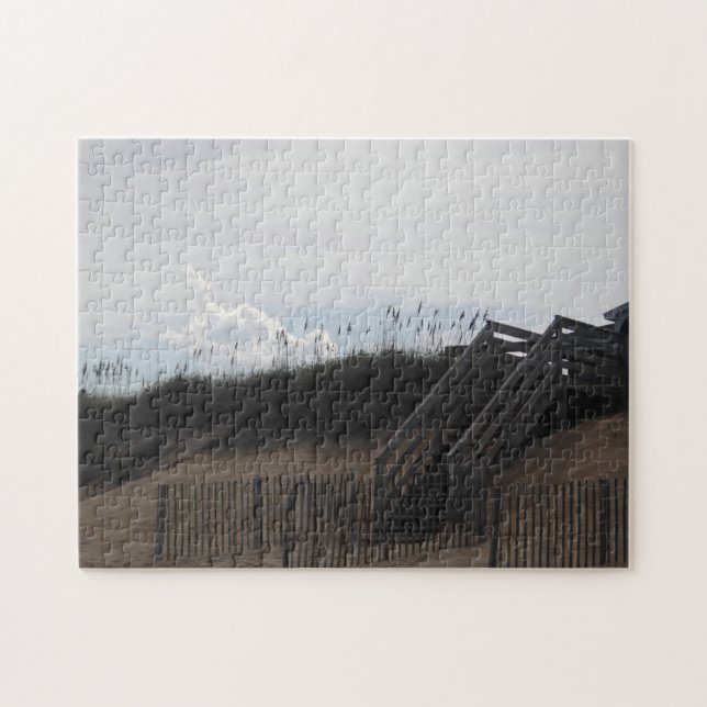 Quebra-cabeça Foto do lado da praia com gramíneas e escadas (Horizontal)