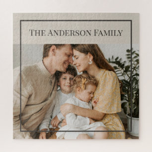 Quebra-cabeça Foto Personalizada da Família   Nome da Família Pe