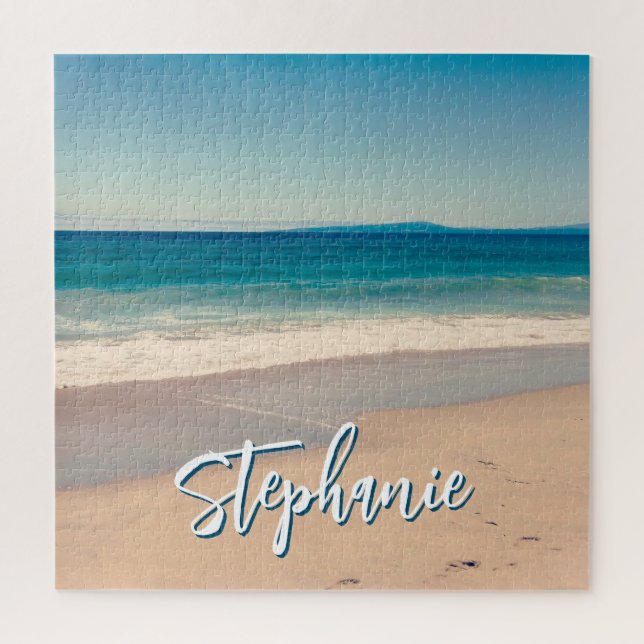 Quebra-cabeça Foto Personalizada da Praia Oceano Azul Cênica (Vertical)
