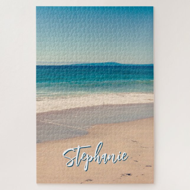 Quebra-cabeça Foto Personalizada da Praia Oceano Azul Cênico (Vertical)