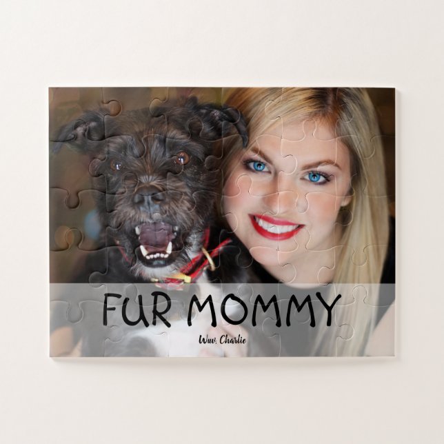 Quebra-cabeça Foto personalizada de Mamãe de pele Wuv You dog (Horizontal)