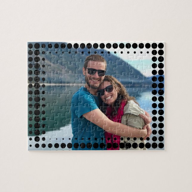 Quebra-cabeça Foto personalizada de quadro de pontos pretos de m (Horizontal)